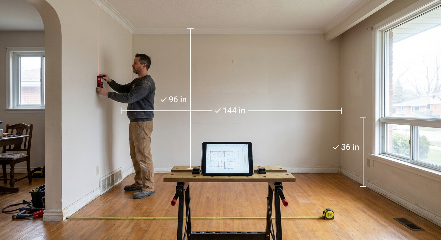 Precise measurements on renovation site